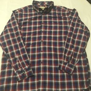 Roundtree & Yorke red navy 2x tall plaid button up